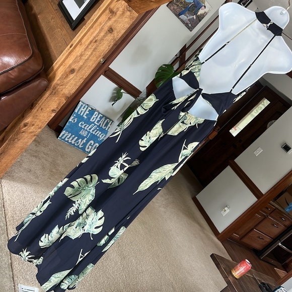 Fab’rik Size Small Palm Maxi with Faux Attached Wrap and open Sexy Back Tie - Picture 14 of 17